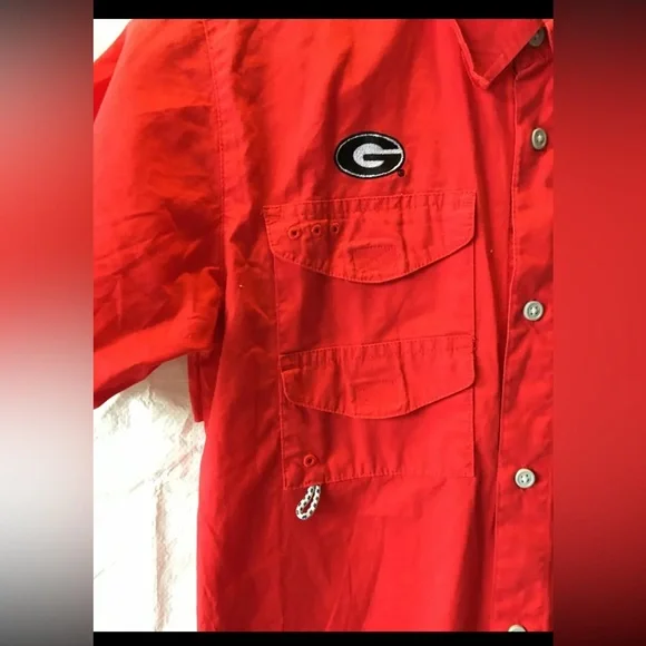 Columbia PFG Red Georgia Bulldogs Fishing Shirt Size Large - Picture 5 of 10